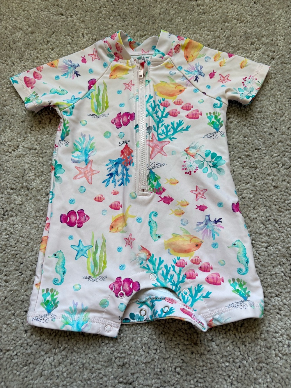 Little Me Sea Life Short Sleeve Rash Guard Swim Suit